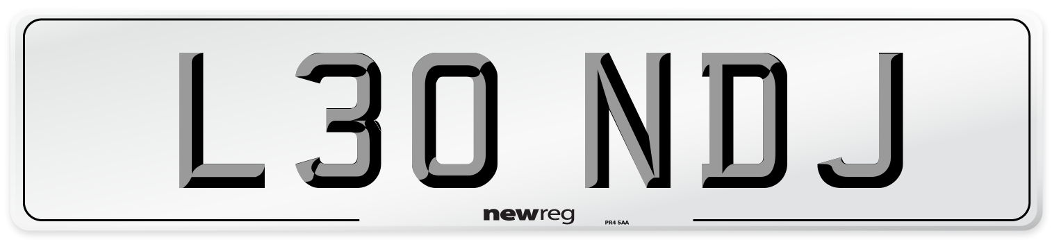 L30 NDJ Number Plate from New Reg